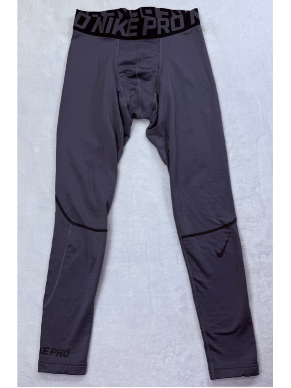 Men's Nike Pro Hyperwarm Compression Pants Medium Gray Black - Picture 2 of 12